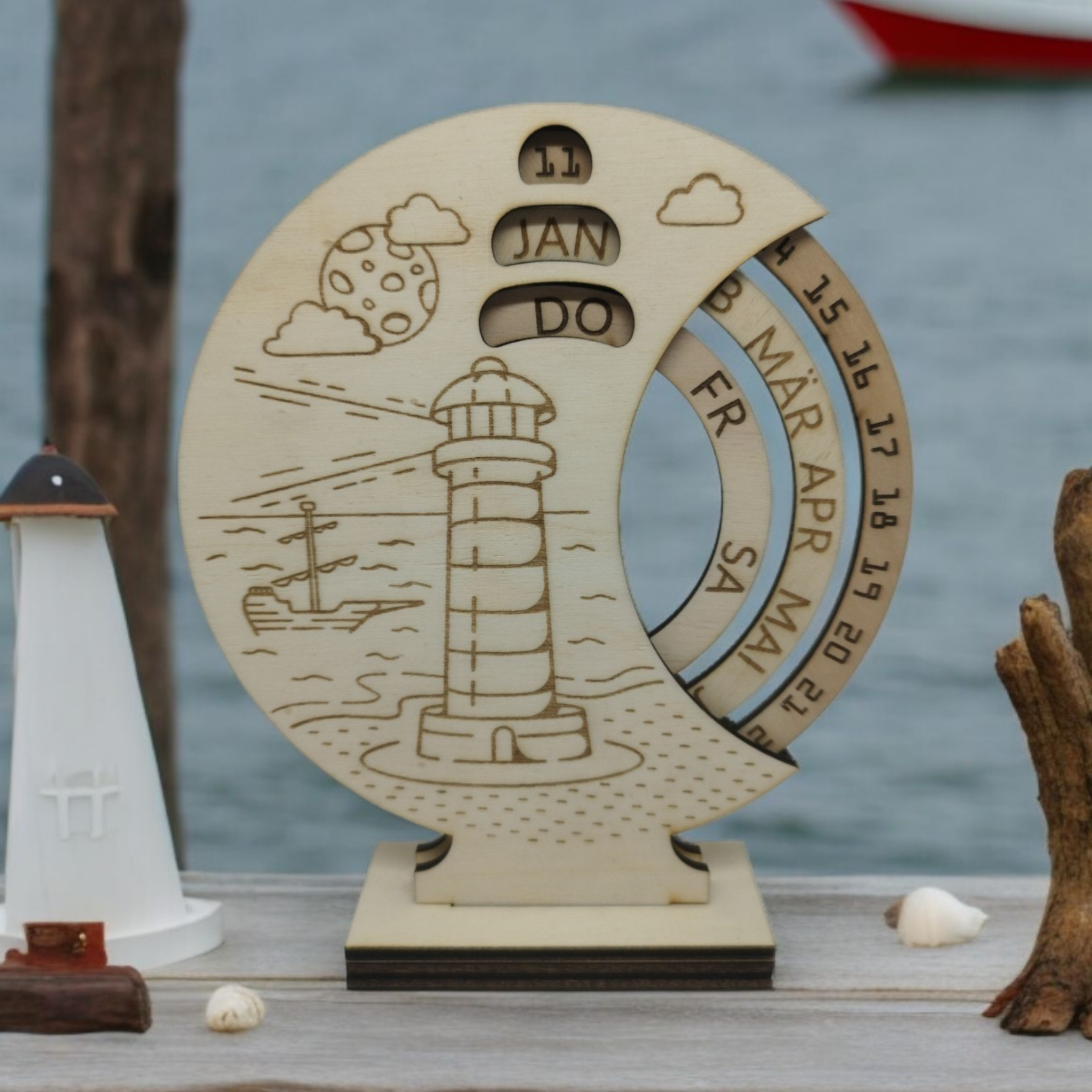 Tageskalender mit Motiv Leuchtturm im Meer