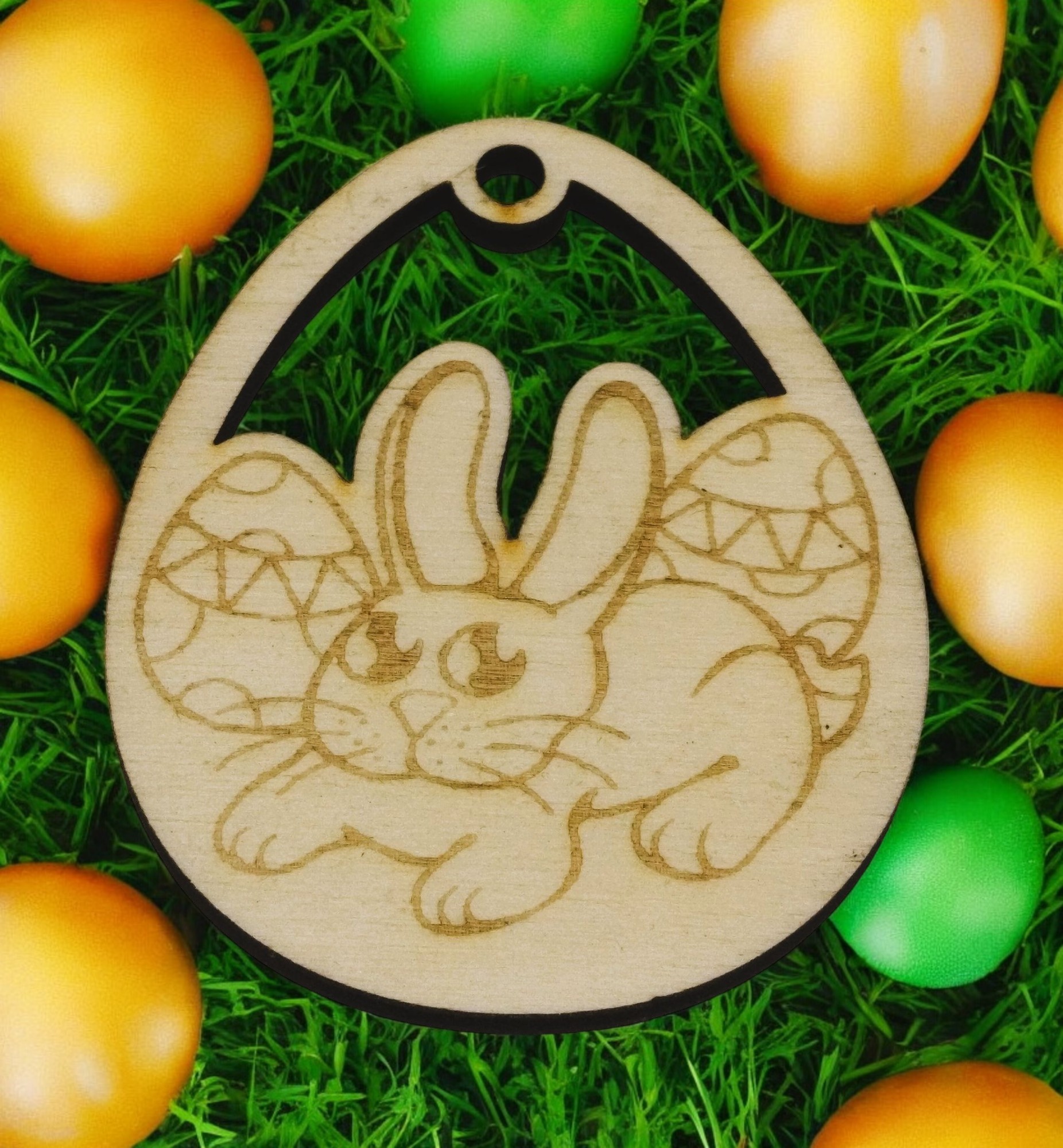 Oster-Anhänger - Osterhase mit Ostereiern - lasergraviert