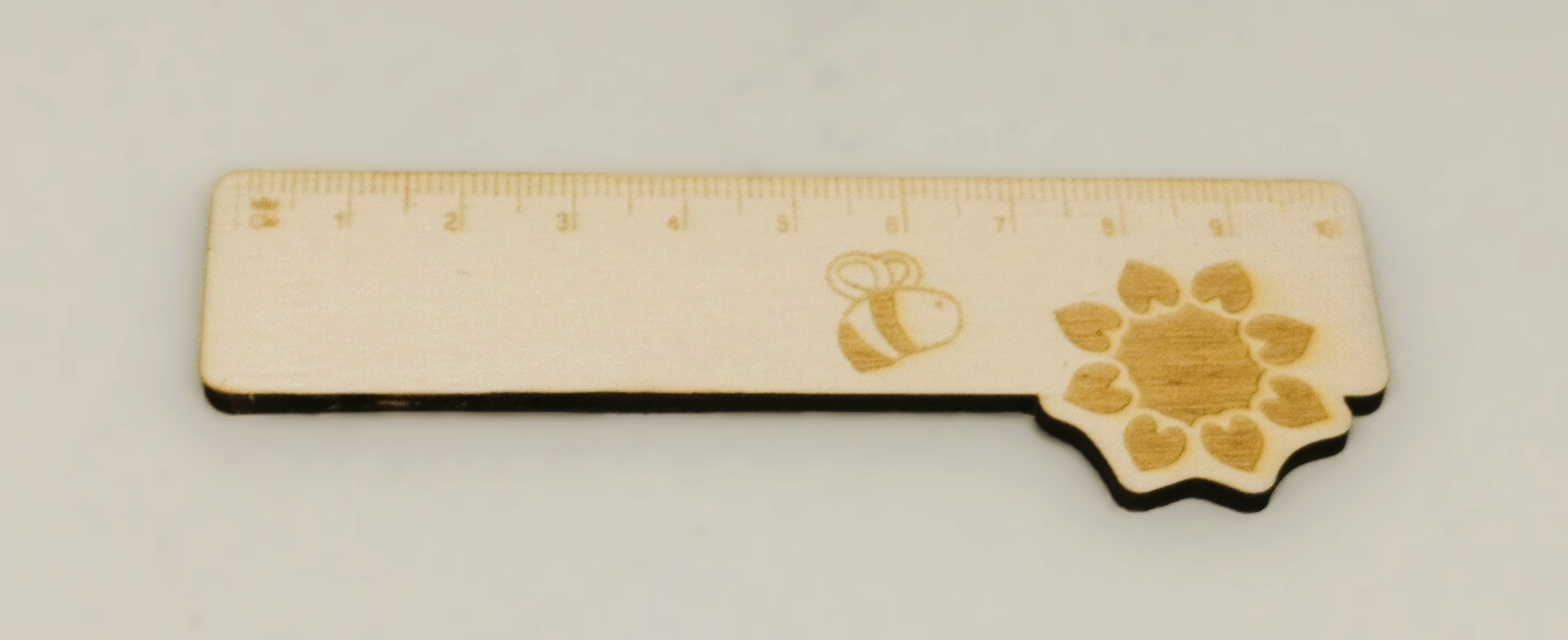 kleines Lineal 10cm, Motiv Biene mit Blume