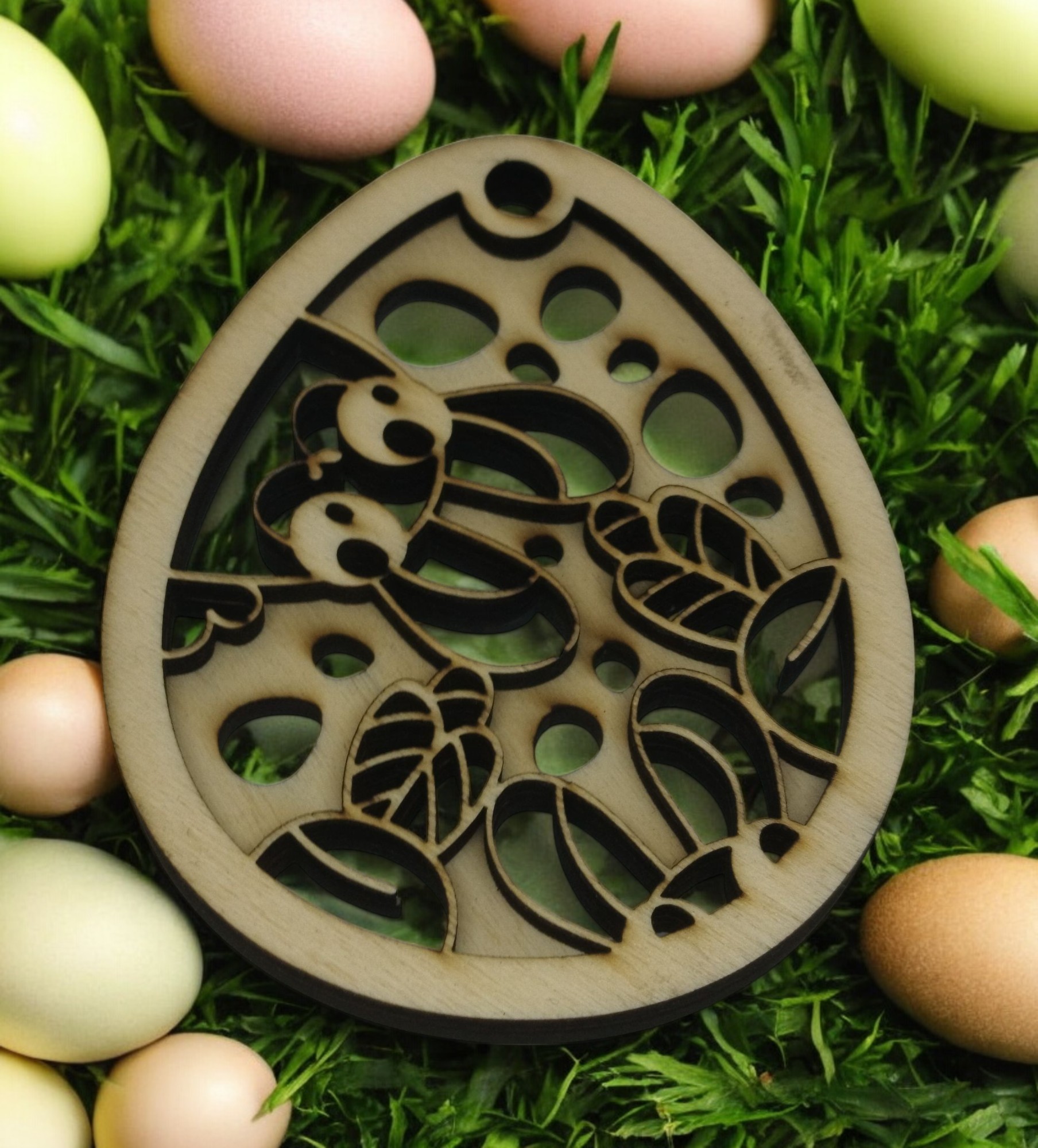3D-Oster-Anhänger - Osterhase mit Karotte im Osterei