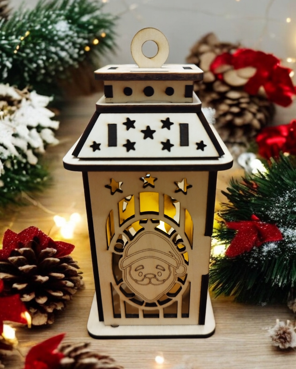 Laterne mit Motiv "Weihnachtsmann"
