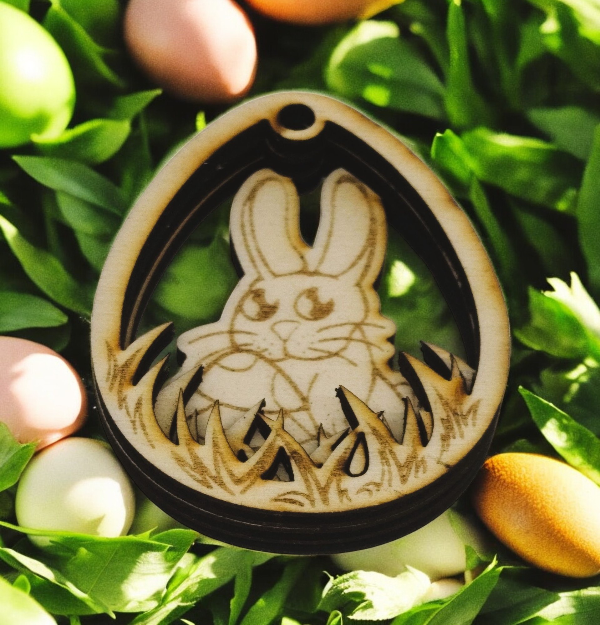 3D-Oster-Anhänger - Osterhase mit Osterei