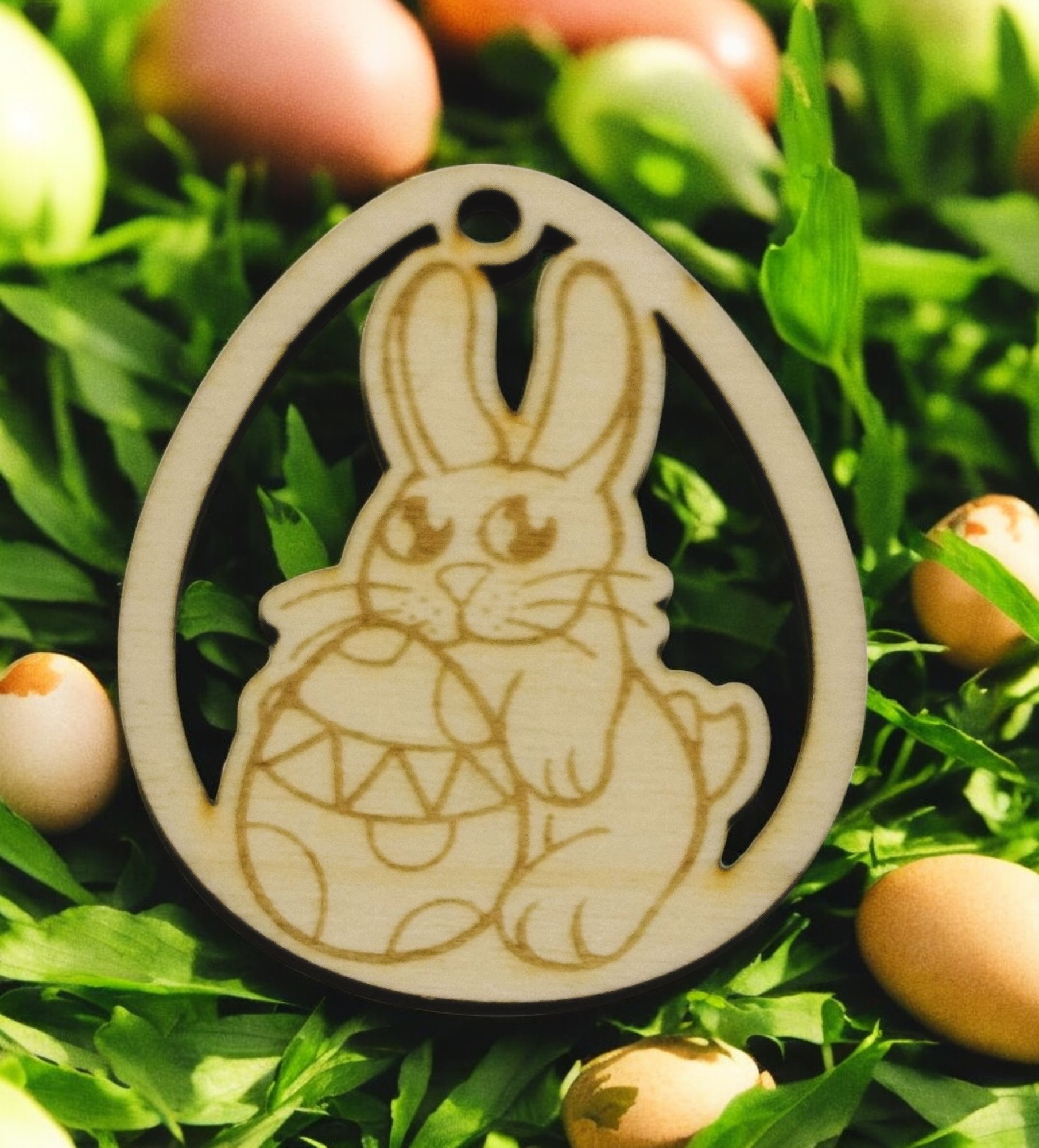 Oster-Anhänger - Osterhase mit Osterei - lasergraviert